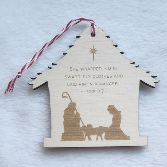 Wooden Nativity Ornament